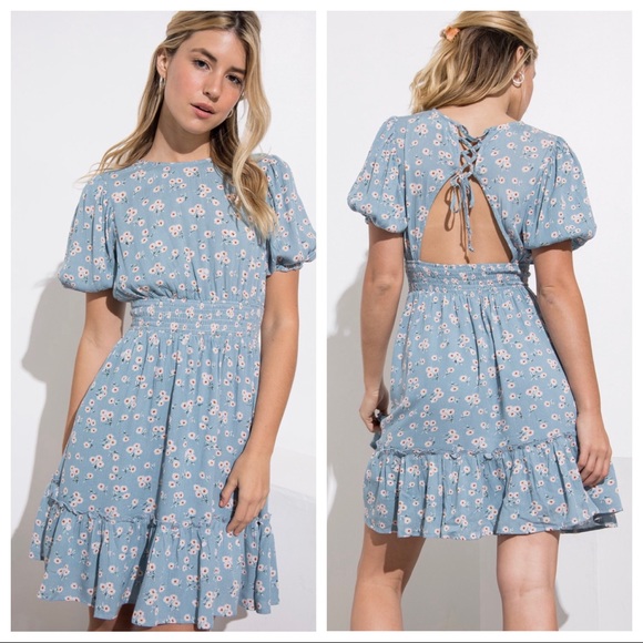 Paulina Floral Dress With Back Cut Out - Picture 3 of 3